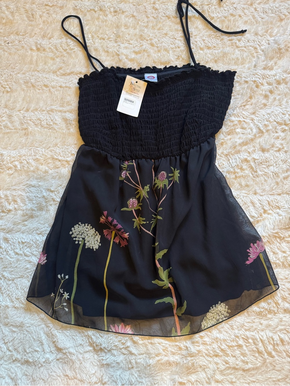 NWT Vintage JW San Francisco Maternity Floral Smocked Babydoll Cami medium
